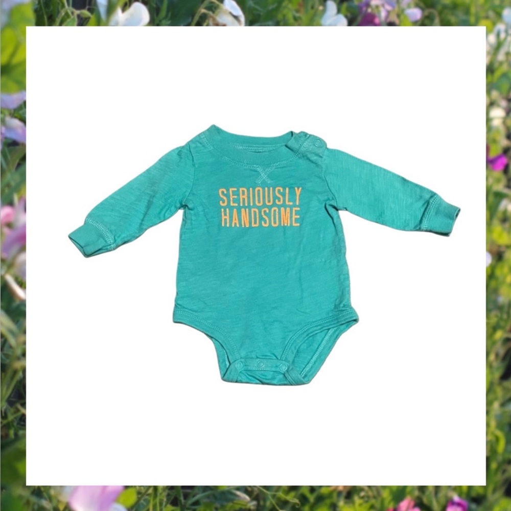 CARTERS Teal Seriously Handsome Baby Onesie